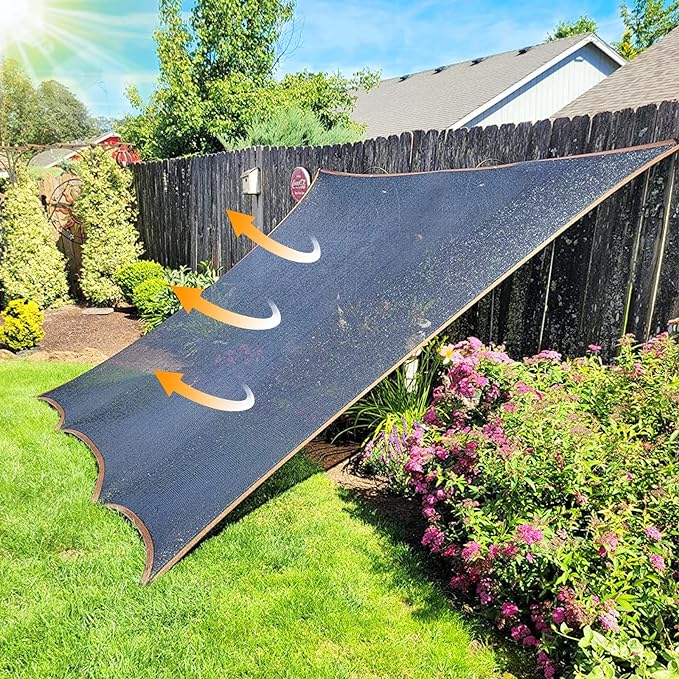 QLOFEI 60-70% Shade Cloth with Grommets, Sunblock Shade Sail Mesh Tarp for Plant Greenhouse, Easy to Hang Neting Cover for Patio Kennel Chicken Coop Lawn Garden, 6x8 FT