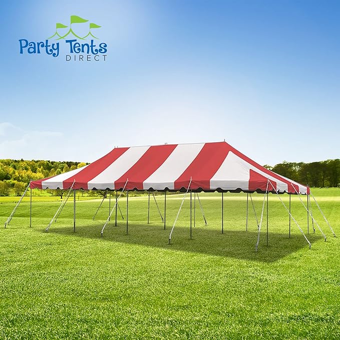 Party Tents Direct 20'x 40' Weekender Canopy Pole Tent with Sidewalls - Easy Up Canopy Tent with 160 Person Capacity - Outdoor Canopies for Parties, Weddings, and Events (Red/White)
