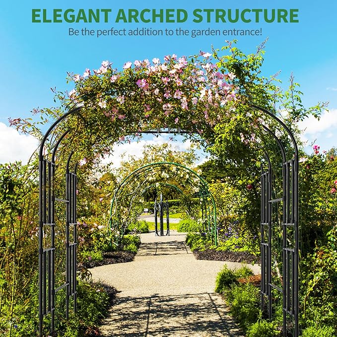 SUNYRISY Garden Arch Trellis, 87" x 59" x 47.2" Large Garden Trellis for Climbing Plants Outdoor, Tall Archway Plant Support Trellis Outdoor for Cucumber Grape Vine Vegetable Flower