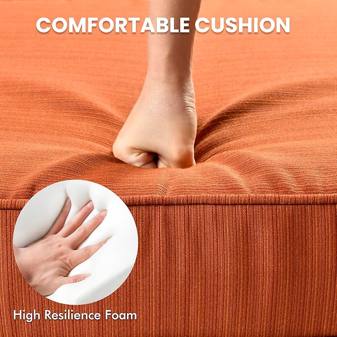 Outdoor Sectional Patio Furniture Set with Glowing Table,5 Pieces Wicker Conversation Sets L Shaped Couch Out Door Sofa Set Outside Furniture for Garden Deck Yard Porch,Orange Red