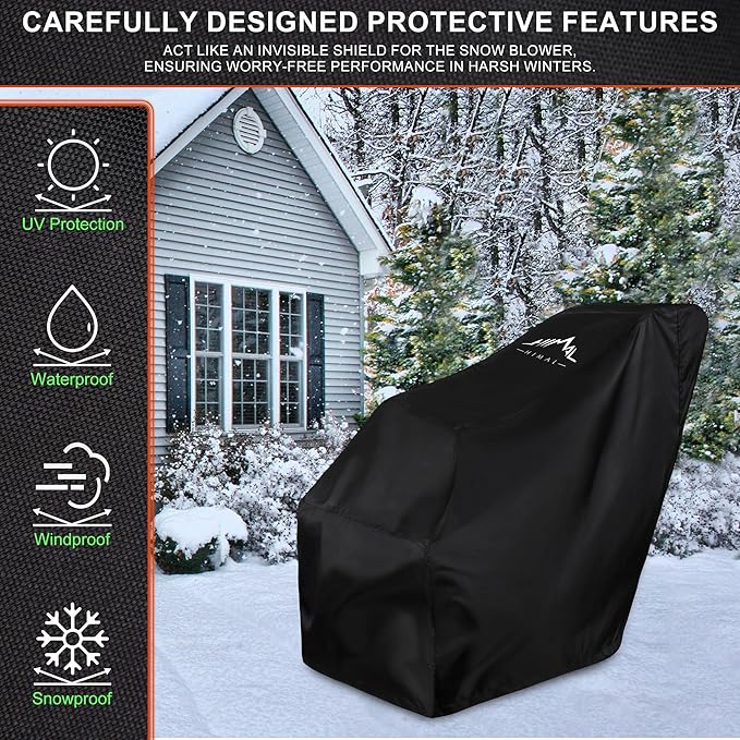 Himal Outdoors Snow Blower Cover-600D Heavy Duty Polyester,Waterproof,UV Protection,Universal Size for Most Electric Two Stage Snow Blowers 47" L x 32" W x 40" H (L)