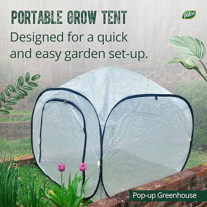 Dalen Pop-Up Mini Greenhouse - Easy Setup and Storage – 39”W x 39" L x 36" H - Special Venting Window to Ensure Breeze