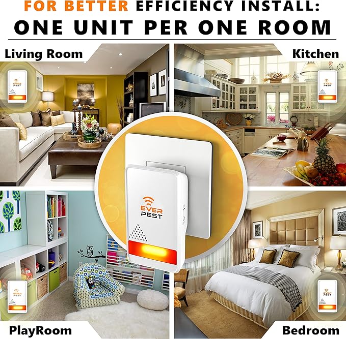 Ultrasonic Pest Control Repeller Plug in 2 Pack Repellent - Get Rid of Mosquito, Mice, Cockroach Spider Bed Bug Squirrel Fly Wasp Ant Mice Indoor, Outdoor, Patio Home Roach Infestation