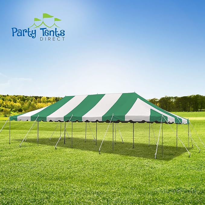 Party Tents Direct 20'x 40' Weekender Canopy Pole Tent with Sidewalls - Easy Up Canopy Tent with 160 Person Capacity - Outdoor Canopies for Parties, Weddings, and Events (Green/White)