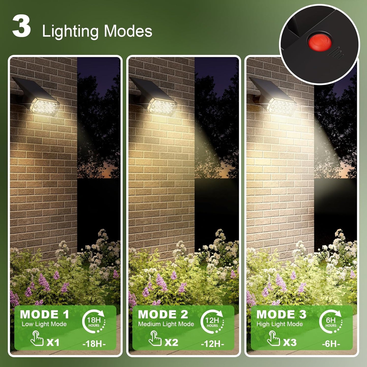 Solar Spot Lights Outdoor, 3 Lighting Modes Solar Outdoor Lights for Garden Yard Outside Landscape, 2 Pack Warm