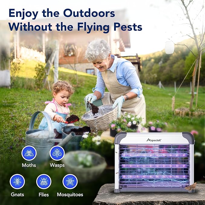 Aspectek LED Bug Zapper Indoor – High-Voltage Mosquito and Fly Trap, Energy-Efficient Insect Killer with 3 Long-Life LED Lamps, Safe & Durable Bug Light Trap for Home