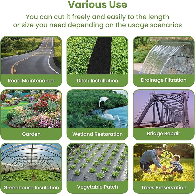 Professional 8oz Geotextile Weed Barrier Fabric - Heavy Duty Landscape Fabric for Gardening, Landscaping, Weed Fabric, Eco Friendly (3x100ft,Non Woven)