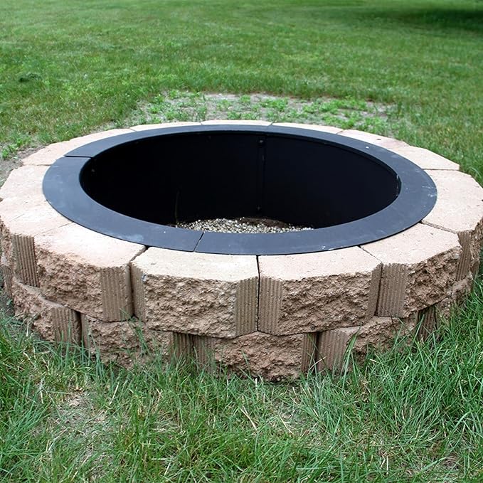 Sunnydaze Outdoor Fire Pit Ring - DIY Above or In-Ground Steel Fire Ring Insert - 33-Inch Outer/27-Inch Inner Diameter