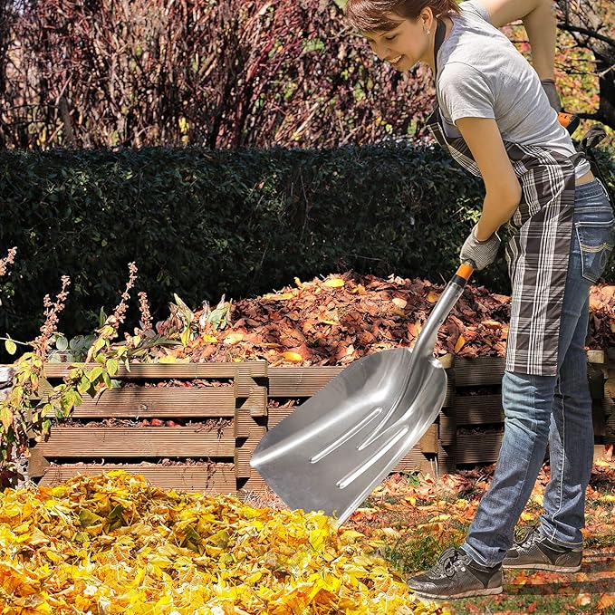 VNIMTI Aluminum Snow Shovel with D Handle Metal Snow Shovel for Driveway 45Inches 3.7 Pounds Transfer Shovel Shovel for Gardening, Orange