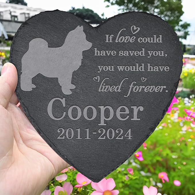 Dog Memorial Stone Dog Garden Statue - Dog Memorial Gifts - Dog Tombstone - Dog Loss Gift - Loss of Dog Gifts - Heart