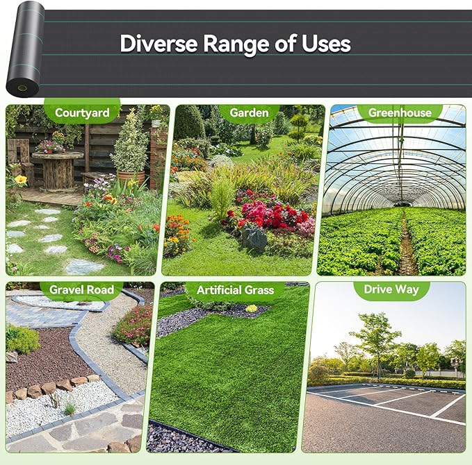 6ftx100ft Weed Barrier Landscape 3.2oz Fabric Heavy Duty, Woven Weed Control Cloth, Woven Geotextile Fabric for Underlayment, Gardening Ground, Commercial Driveway Weed Block Cover Mat