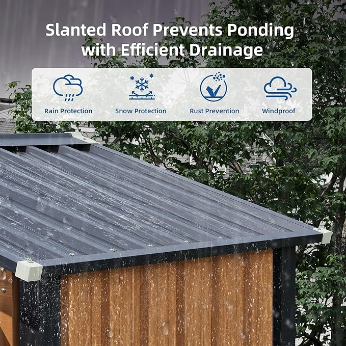 5x3FT Outdoor Storage Shed, Metal Garden Shed with Floor Base, Updated Frame Structure & Lockable Doors, Large Tool Shed for Backyard, Patio,Lawn,Utility & Bike Storage