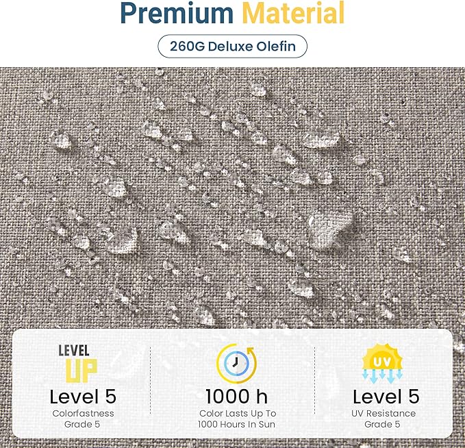 Wisteria Lane 4-Piece Outdoor Patio Furniture Set, Outdoor Sectional Furniture with Upgraded Cushions, Outdoor Conversation Seating Set for Balcony, Garden, Deck, Backyard, Khaki