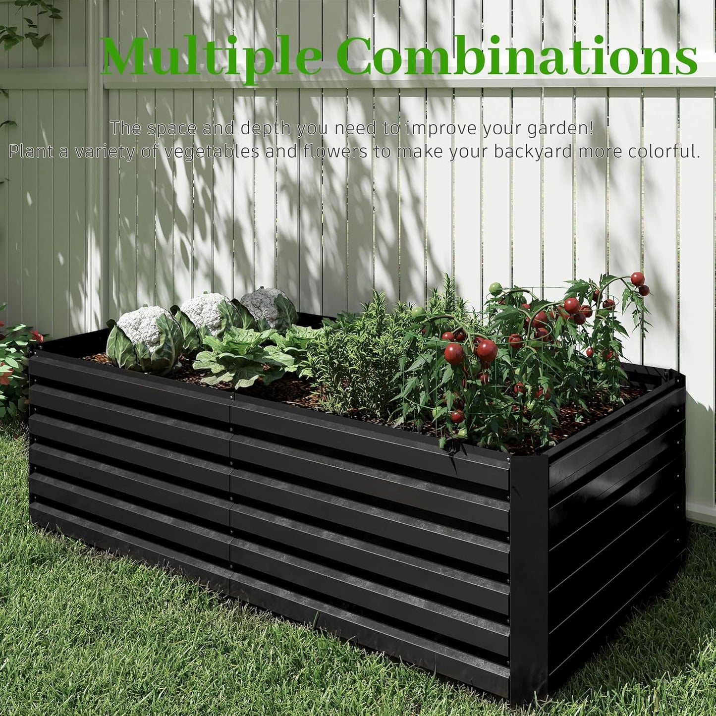 8x4x2 ft Raised Garden Bed, Large Metal Planter Raised Beds, Planters for Outdoor Plants for Vegetables, Flowers, Herbs, Fruits, and Succulents.(2 Pcs)
