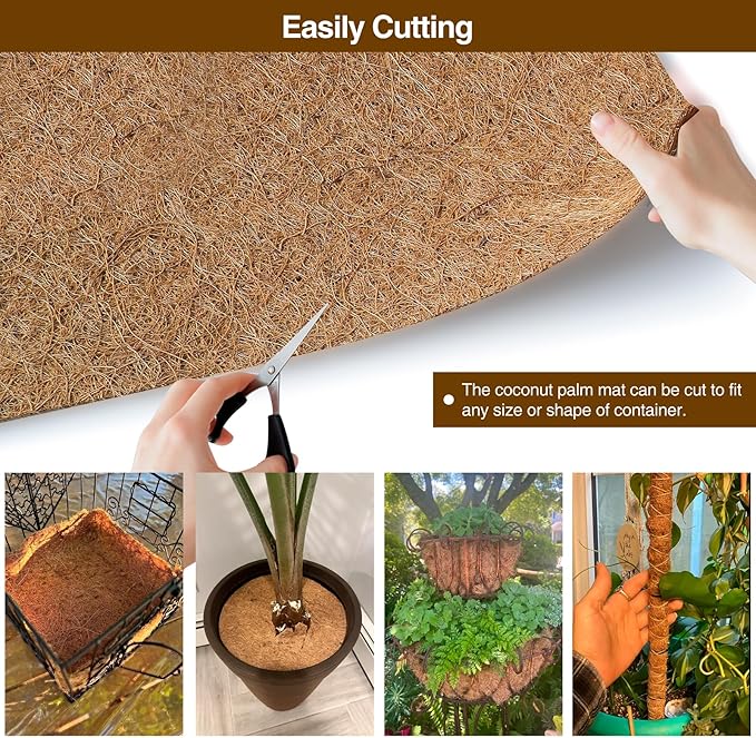 MAXPACE Natural Coconut Coir Liner Sheets - 14x11inch 2 Pcs Coco Fiber for Plant, Planter, Window Basket, Garden Decoration, and Pet Reptile Carpet or Mat