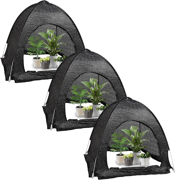 winemana 3 Pcs 70% Garden Plant Shade Tent, 33.5"x35.5"x31.5" UV Resistant Pop Up Sun Shade Netting, Protective Plants Cover for Outdoor Vegetable Fruit, Easy Setup Net to Keep Animals & Insects Out
