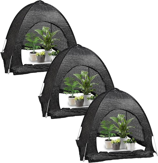 winemana 3 Pcs 70% Garden Plant Shade Tent, 33.5"x35.5"x31.5" UV Resistant Pop Up Sun Shade Netting, Protective Plants Cover for Outdoor Vegetable Fruit, Easy Setup Net to Keep Animals & Insects Out