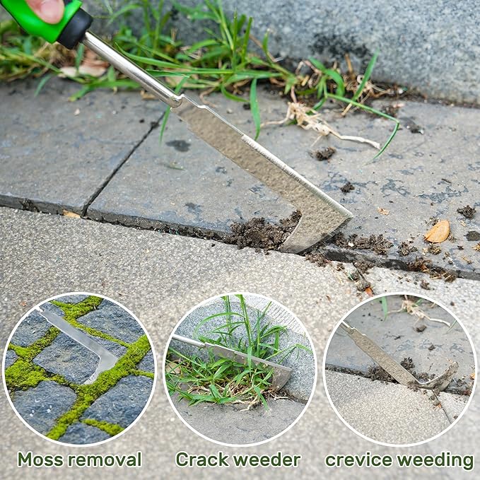 Weed Puller Tool, 4 Pack Stainless Steel Weed Remover Tool, Portable Weeding Tools Gardening, Crack Weeder Tool, Uprooting Weeding Tool for Backyard Farm Planting