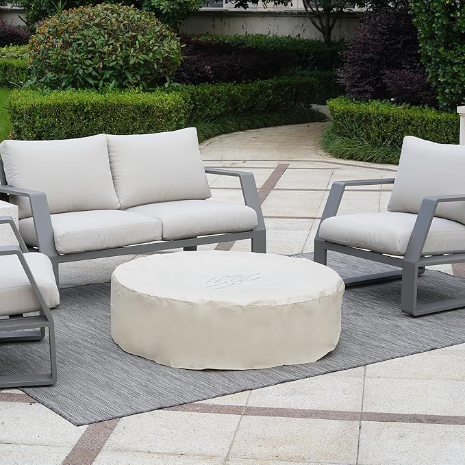 NAGA HABNA 41 Inch Propane Fire Pit Table, Rectangle Outdoor Fire Table w Tank Table (50,000 BTU), 2 Piece Gas Fire Pit w Blue Fire Glass for Garden, Pool, Backyard