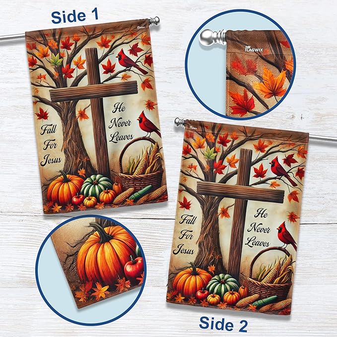 FLAGWIX Fall Christian Flag - House Flags for Outside 29.5" x 39.5" - Christian Gifts for Women Men, Fall Decorations for Home, Thanksgiving Decorations for Garden Decor, Outdoor Decor for Patio