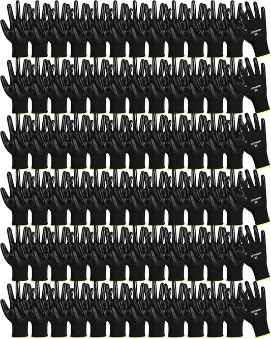 Maxcheck 54 Pairs PU Coated Gloves Bulk, Reusable Rubber Safety Gloves for Men Women Work Warehouse, Mechanic, Woodworking