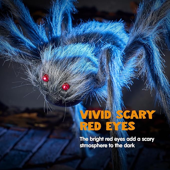 JOYIN Halloween Outdoor Decorations Giant Spider, Scary Large Spider Props for Yard Lawn Halloween Outside Decor and Indoor Party Decor, Gray (Standing Height is 15 inches)