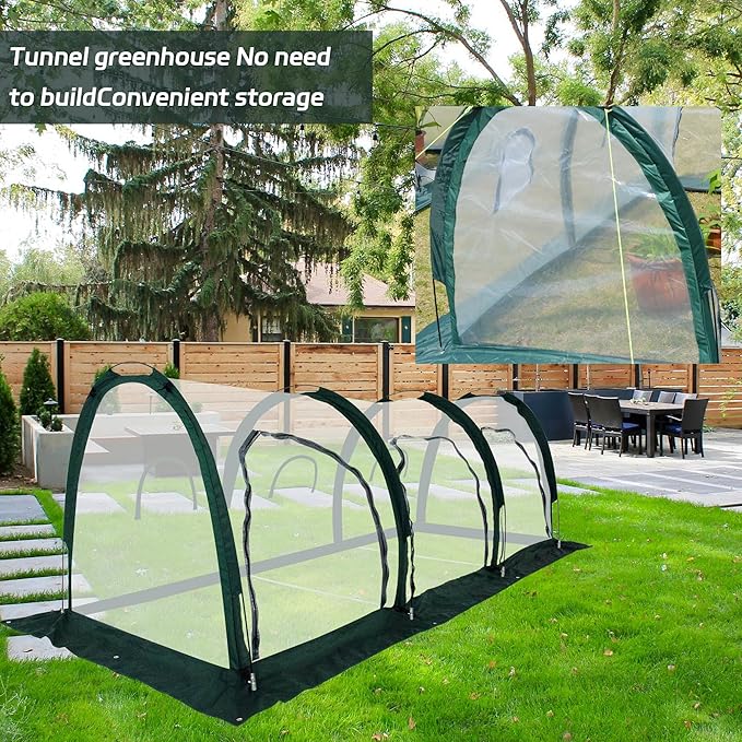 Portable Tunnel Greenhouse for Outdoors - Transparent Mini Greenhouses Ideal for Backyards and Outdoor Vegetable Cultivation (3M)