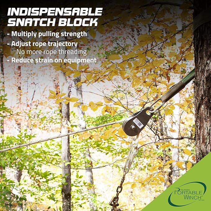 Portable Winch PCA-1274 Snatch Block - Heavy Duty Recovery Winch Snatch Block Pulley, Stainless Steel Winch Pulley, Portable Winch Accessories