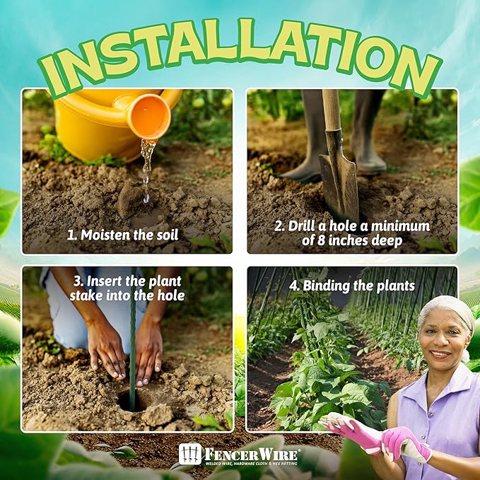 Fencer Wire 25 Pack of 3ft / 36 Inch Durable Metal Plant Supports Garden Stakes, Plant Stakes, Garden Poles for Outdoor & Indoor, Plant Support and Sticks for Tomato, Potted Plants, Beans, Cucumbers