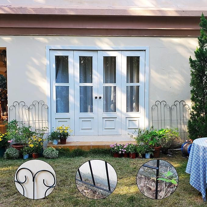 4 Pack Black Garden Trellis 45” x 15.9” for Climbing Plant Rustproof Iron Plant Support Patio Flower Metal Trelli Wire Lattices Grid Panels for Ivy Cucumbers Clematis Roses