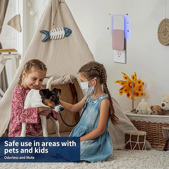 Mosalogic Fly Insect Trap Plug-in Fruit Flies Killer Gnat Trapper Moth Catcher Fly Trapper UV Attractant Catcher for 400 Sq Ft of Protection Pink-1PACK