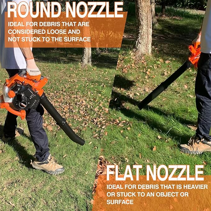 PROYAMA 26CC 2 Cycle Gas Leaf Blower, 2 in 1 Nozzle Handheld Powerful Blower, 412CFM 200MPH Lightweight Powerful Leaf Blower with Cruise Control for Lawn Care Snow Removal, Blowing Debris Leaves Dust