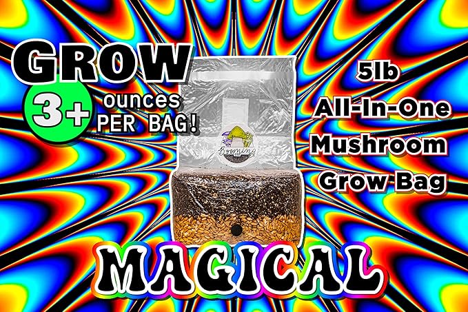 | The Magical 5lb All-in-One Mushroom Grow Bag | Mushroom Grow Kit | Harvest Your own Happiness | Discover The Magic of Growing Mushrooms - 5lb Grow Bag Mushroom Starter Kit