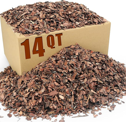 14qt Organic Orchid Potting Bark -Natural Mulch for Potted Plants, Root Development of Orchid Plants and Garden Soil Amendment Mix
