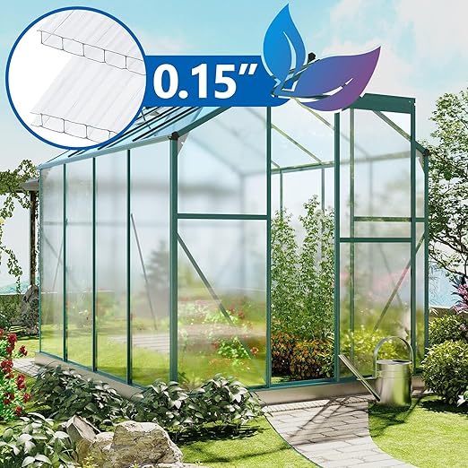 20 Pcs 2' x 4' x 0.15'' Polycarbonate Greenhouse Panels, Twin-Wall Roof Panels Waterproof UV Protected Corrugated Plastic for Greenhouse, Plant Stand Roof (20)