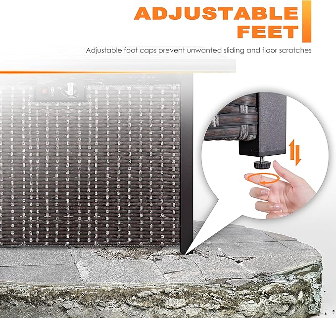 Nuu Garden Propane Fire Pit Table, CSA Certified 43 Inch 50,000 BTU Outdoor Propane Gas Fire Pit Table, Propnae Fire Pit with Ceramic Tabletop, Oxford Cover, 7 lbs Glass Stone, Dark Brown and Coffee