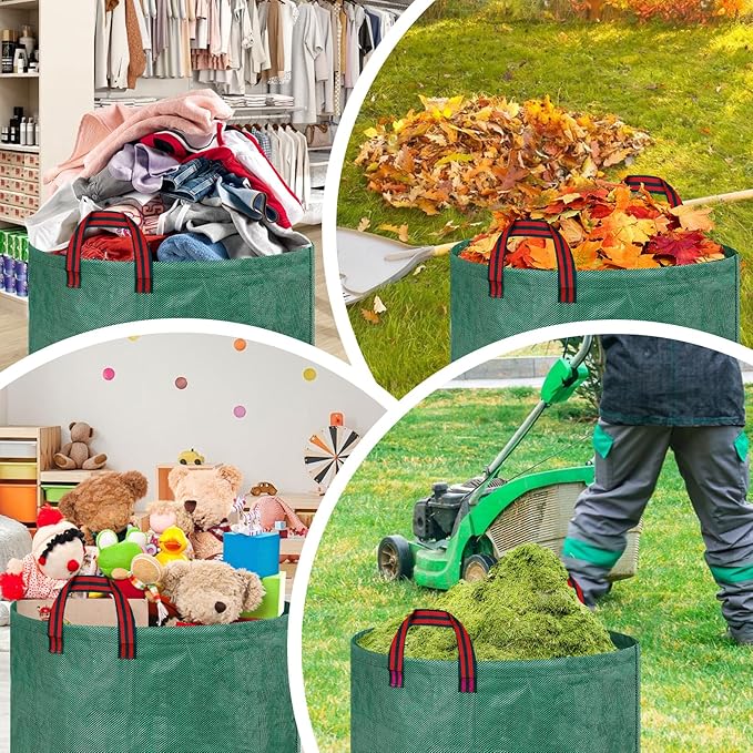 Reusable Yard Waste Bags, 72 Gallons Leaf Bags with Reinforced Handles,Heavy Duty Garden Waste Bag,Collapsible Trash Bag for Lawn Debris Leaves Grass Clippings(3 Packs)