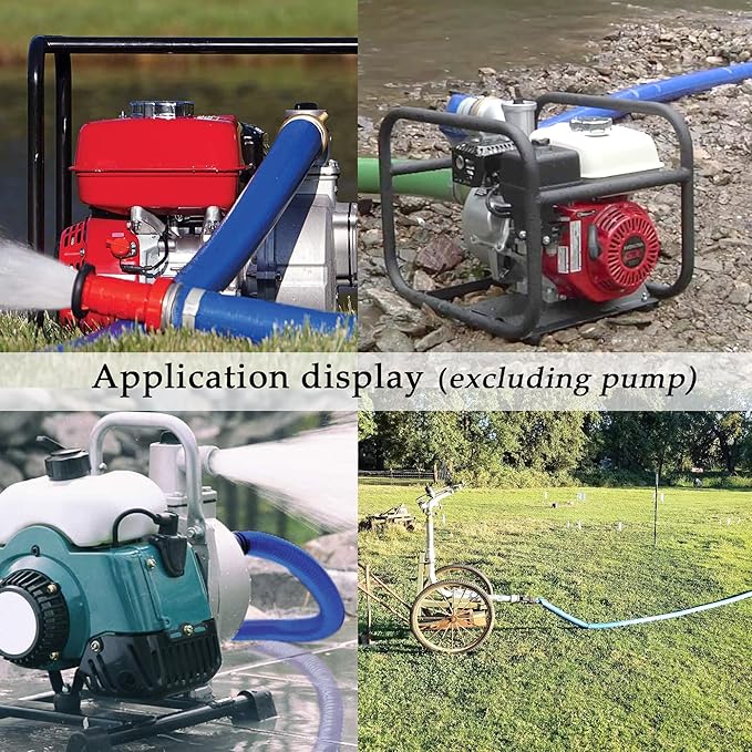 DAVCO 1.5" ID × 100 ft Pool Backwash Hose, Heavy Duty Reinforced Blue PVC Lay Flat Water Discharge Pump Hoses For Swimming Drain Pools and Clean Filters, With Aluminum Pin Lug Fittings