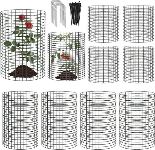 10 Pack Round Plant Protector from Animals, 12'' x 24'' and 12'' x12'' Metal Plant Cages to Keep Animals Out, Garden Protection Bunny Barricades, Wire Plant Protectors for Rabbits Chicken Duck