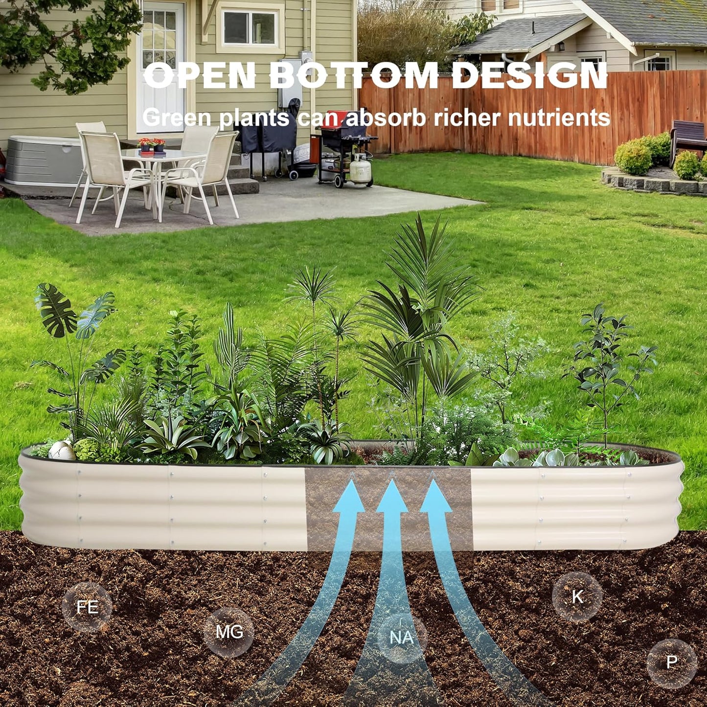 Galvanized Raised Garden Bed Kit Outdoor Metal Garden Planter Box for Backyard Gardening, Planting Vegetables, and Patio (94.4"x23.6"x11.8")