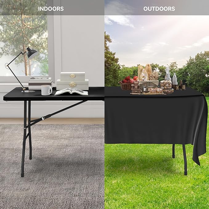 YITAHOME 8FT Heavy Duty Folding Table for Indoors & Outdoors Use, Versatile Rectangle Folding Table with Carrying Handle for Camping, Picnics, Parties, and Events, Black