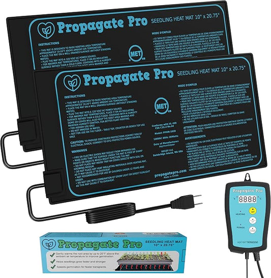 Seedling Heating Mat | Fits (1) Standard 1020 Tray | Germination Grow Heat Pad for Seed & Starter Plants Soil Warmer for Indoor Home Gardening (10x20 Double + Heating Thermostat)