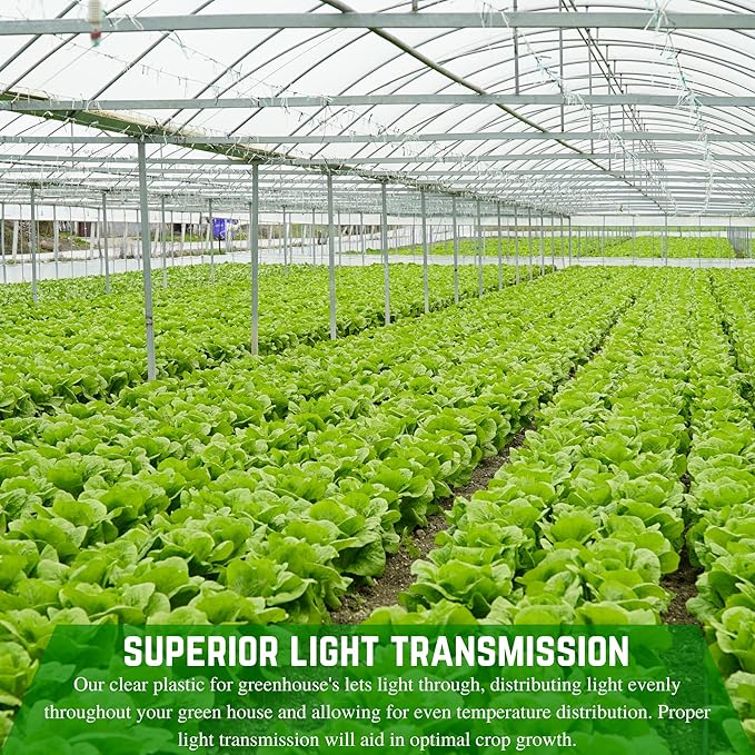 Farm Plastic Supply - String Reinforced 4 Year UV Resistant 10 mil Clear Greenhouse Plastic Sheeting - 4 Year UV Resistant Polyethylene Greenhouse Film, Hoop House Green House Cover (42' x 30')