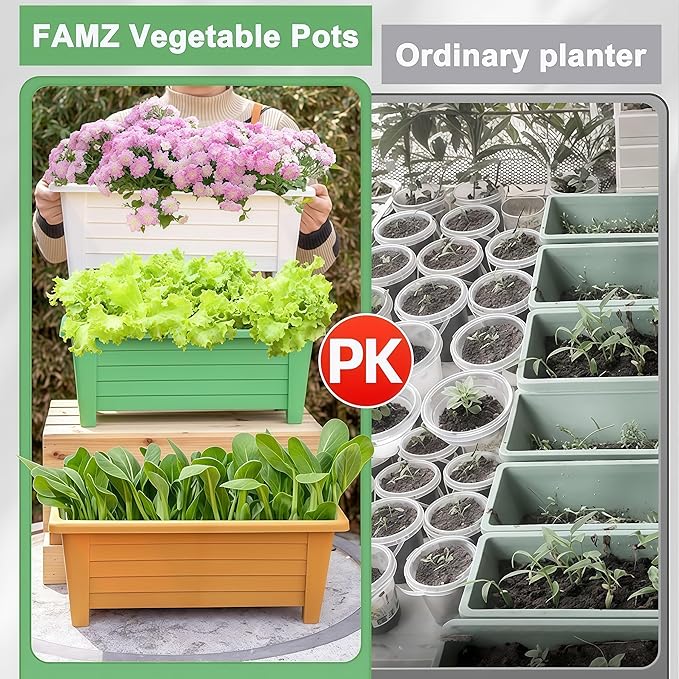 FAMZ Self Watering Planters Pots for Indoor Plants, 3 Pack 18.9 Inch Plastic Window Boxes Planters Herb Planter, Rectangle Rectangular Planter Windowsill Planters with Drainage and Saucer (White)