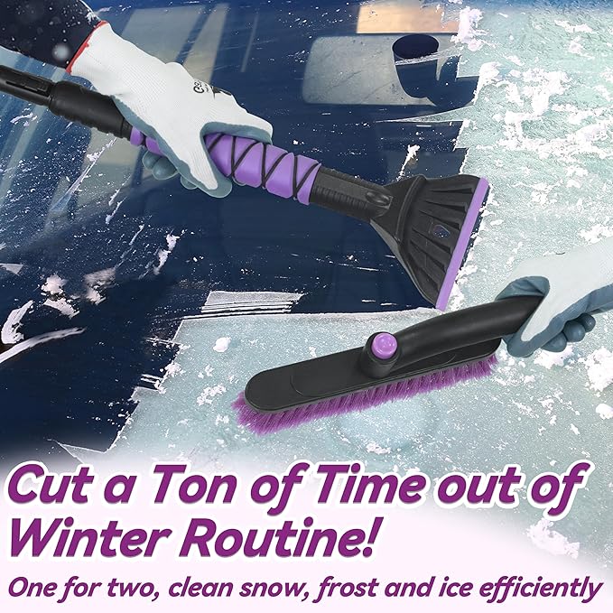 Gardzen 2 Packs 32" Snow Brush and Ice Scraper for Car Windshield, 2-in-1 Car Snow Brush and Ice Scraper, Extendable Snow Scraper with Brush, Snow Removal for Cars SUVs