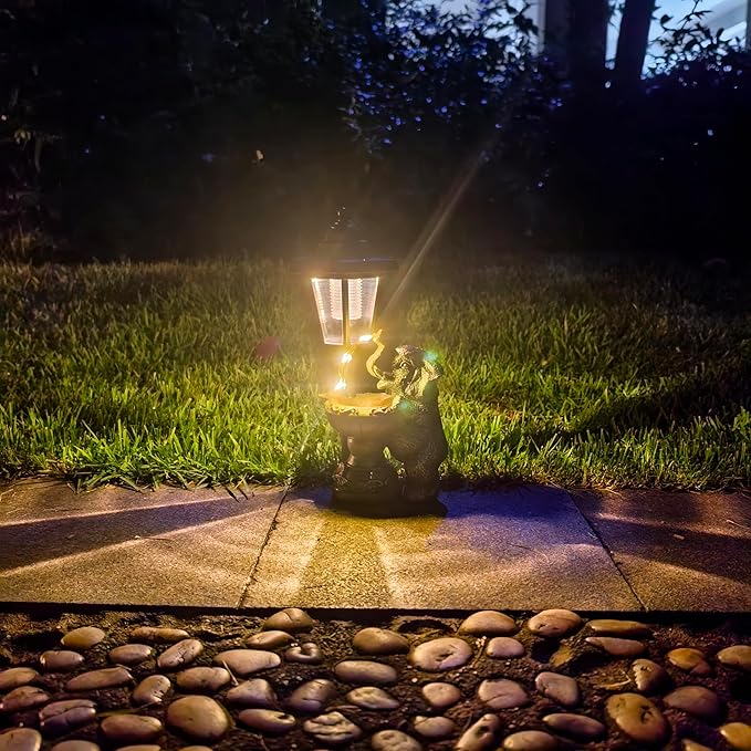 Elephant Solar Garden Statue Outdoor Watering Lights Decor, 12″H Large Lawn Ornaments, Animal Yard Decorations for Patio Porch Backyard Balcony, Birthday Gifts for Women