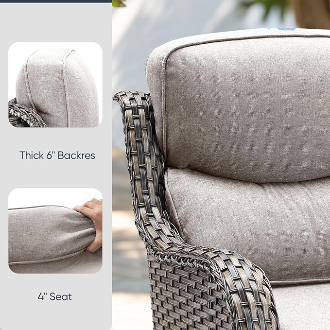 9-Piece Outdoor Patio Cushion Set - Fade & Water Resistant with Removable Olefin Cover, 22x24x4 Inch Memory Foam Cushions for Wicker Sectional Sofa – Beige/Crescent