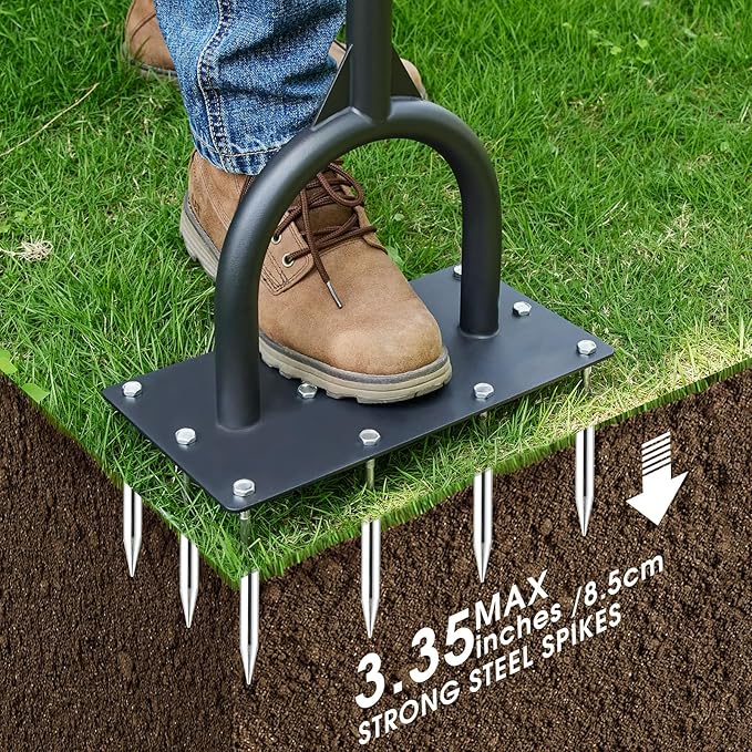 Aerator Lawn Tool for Gardening,42.5 in Manual Lawn Aerators-Easily Assemble Soil Aerator with Longer Spikes & Wider Foot Plate,Yard Aerator for Lawn to Revives Lawn Health