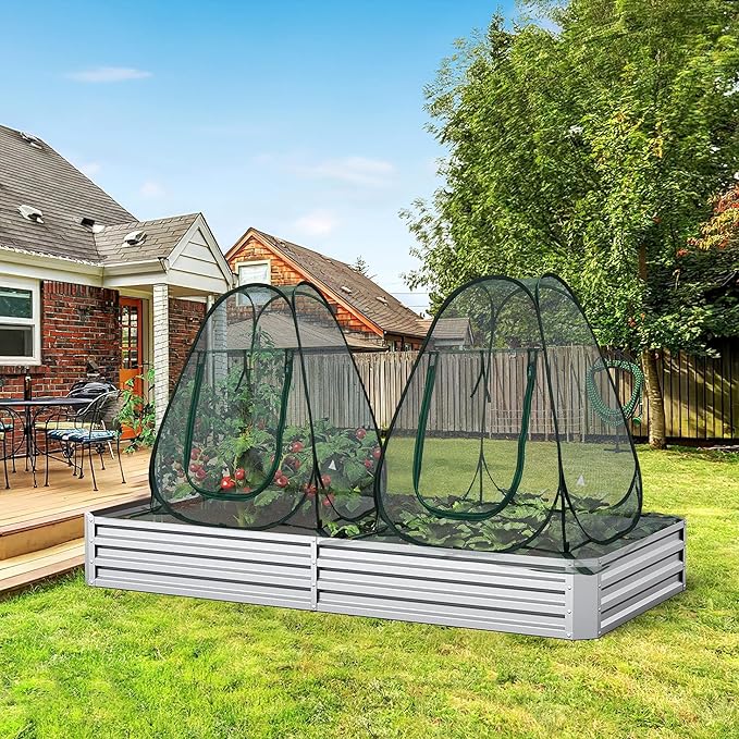 2 Packs Pop up Garden Netting Cover Plant Guard Cover with 16 Stakes Bird Plant Tent Protector for Vegetables Fruits Flowers (2, 36 * 36 * 39 inch)