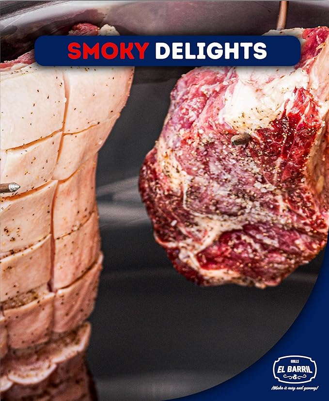 EL BARRIL 3lbs Smoker Grill Combo, Stainless Steel Barrel Charcoal Smoker – Smoke or Grill, Portable with Grilling Accessories